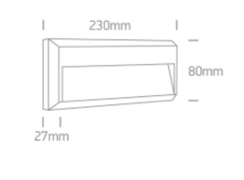 APLIQUE PARED REC. LED 2W 3000K IP65 ONE LIGHT.