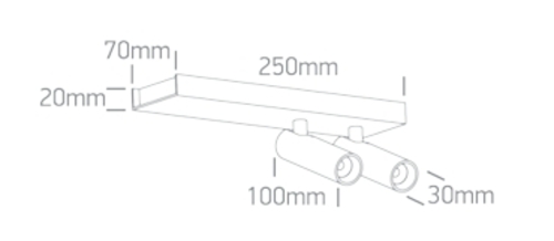 APLIQUE TECHO REC. LED 2x5W 3000K IP20 ONE LIGHT.