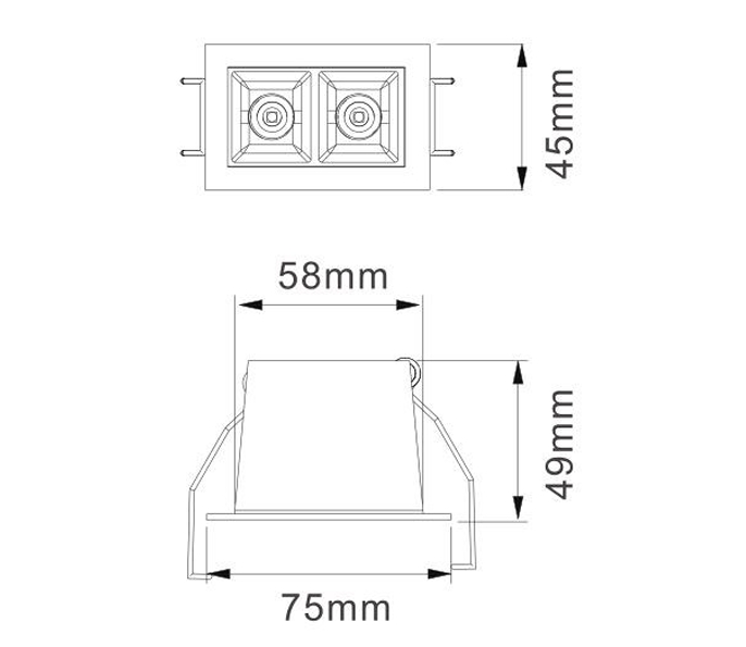 DOWNLIGHT REC. LED 4W 3000K 30° CRI95 IP20 HYBRID RIO.