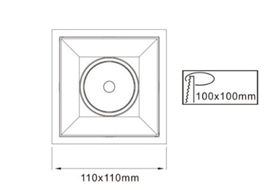 DOWNLIGHT CUAD. LED 26W 3000K 24° CRI90 IP20 RIO.