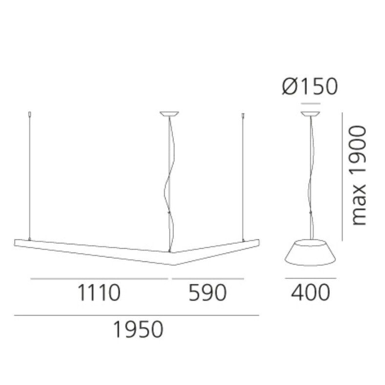 COLGANTE MOUETTE ASIMMETRICA LED ARTEMIDE.