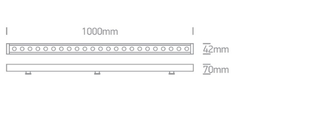 PROYECTOR LINEAL RGB LED 24V DC 24x1,5W IP66 GREY DIM L= 1M ONE.