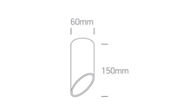 APLIQUE TECHO 1xGU10 CILINDRO BK 150mm ONE.