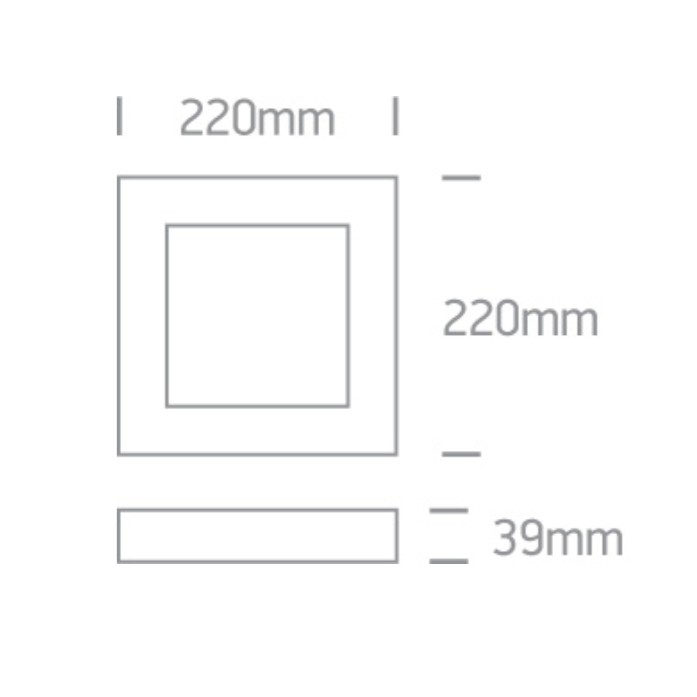 APLIQUE TECHO CUAD. LED 22W 3000K IP40 ONE LIGHT.