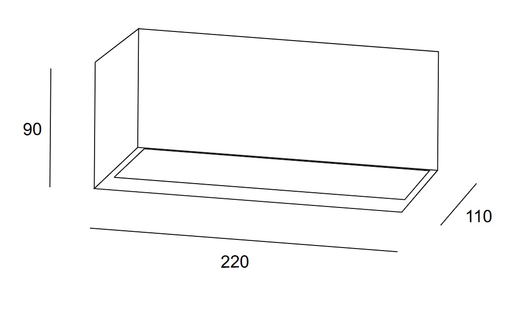 APLIQUE PARED NEMESIS CUAD. 1x100W  IP44 GRIS.