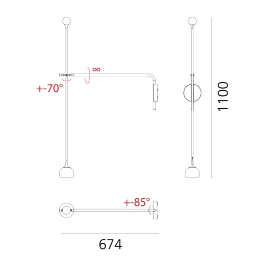 APLIQUE DE PARED IXA BLUE 9E ARTEMIDE.
