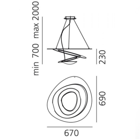 PIRCE SUSPENSION MINI LED NEGRO ARTEMIDE.