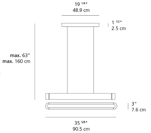 TALO SUSPENSION 150CM 60W 3000K DIMERIZABLE ARTEMIDE.