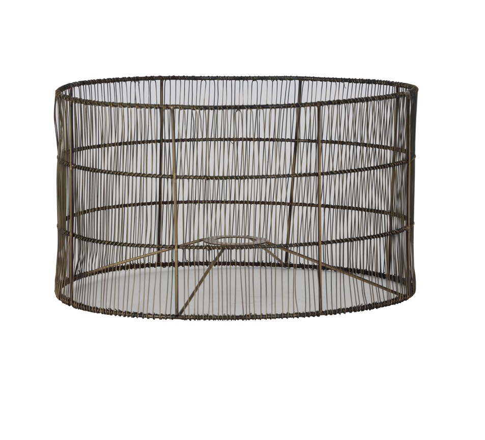 PANTALLA MANISA CILINDRICA WIRE BRONZE ANTIGUO 35-35-20CM.