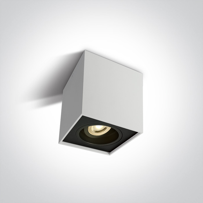 [212105YAW] APLIQUE TECHO CUAD. 1xGU10 MAX.10W IP20 ONE LIGHT. (Blanco)