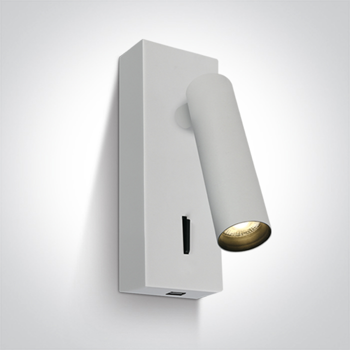 [265746AWW] APLIQUE PARED SPOT LED 3W 3000K IP20 USB ONE LIGHT. (Blanco)