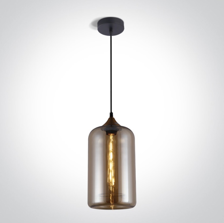 [263138A] COLGANTE VIDRIO 1xE27 FIL. MAX.12W IP20 AMBAR ONE LIGHT.