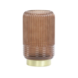 [601859183] LAMPARA DE MESA LED LIPA GLASS DARK BROWN 16*26.5cm LL.