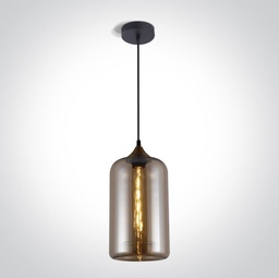 [263138A] COLGANTE VIDRIO 1xE27 FIL. MAX.12W IP20 AMBAR ONE LIGHT.